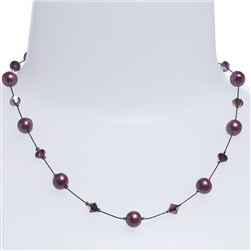 Clansy Pearl Necklace - Plum