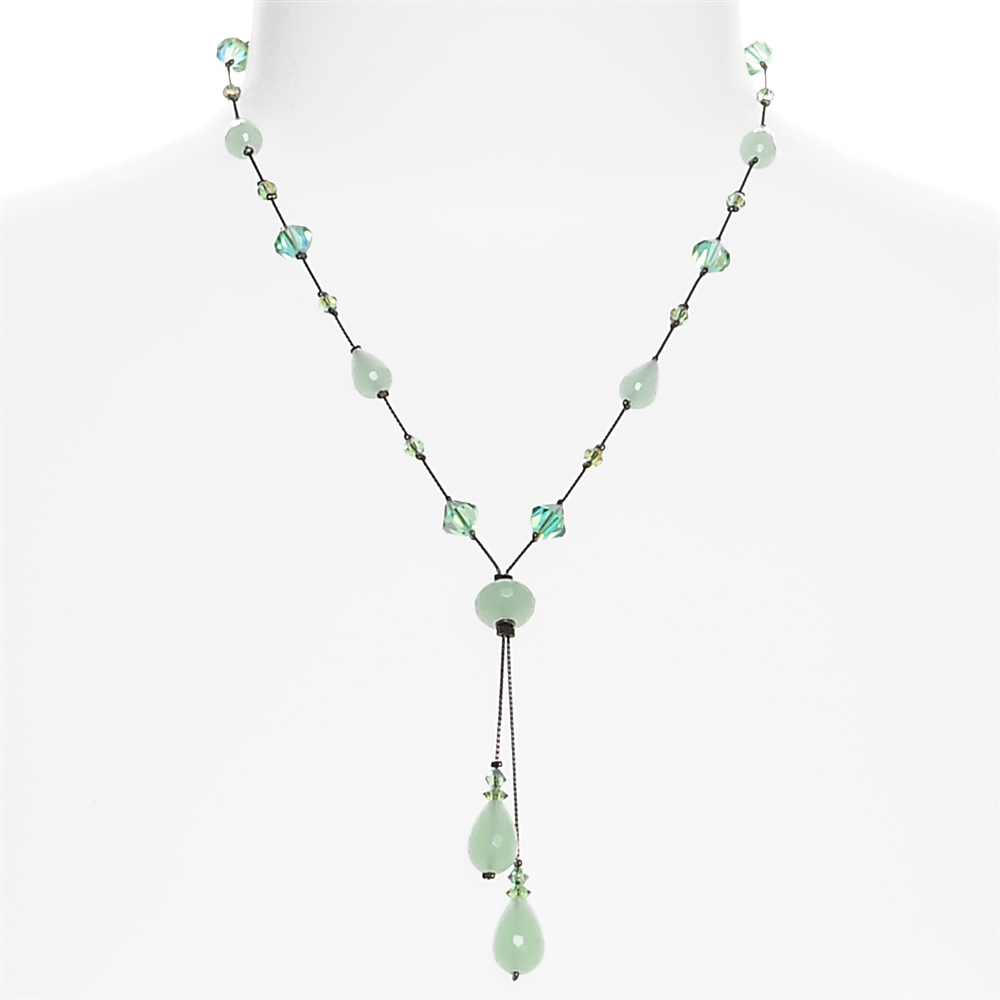 Felicia Mint Green Y-Necklace | Mint Green Crystal Necklace