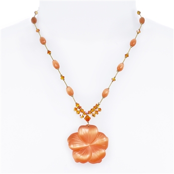 Andrea Necklace - Orange Cats Eye