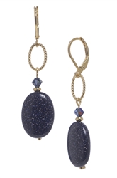 Ashley Drop Earring - Navy Goldstone