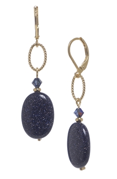 Ashley Drop Earring - Navy Goldstone