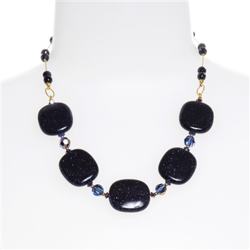 Ashley Necklace - Navy Goldstone