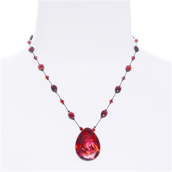 Allison Pendant Necklace - Red Abalone