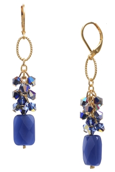 Brianna Long Earring - Navy Goldstone