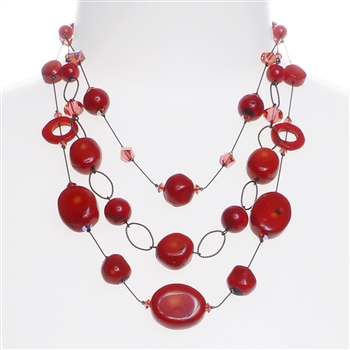 Brianna Tier Necklace -  Coral