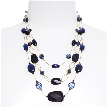 Brianna Tier Necklace - Navy Goldstone