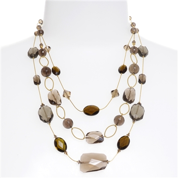 Brianna Tier Necklace - Smokey Quartz