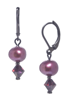 Clansy Pearl Drop Earring - Plum