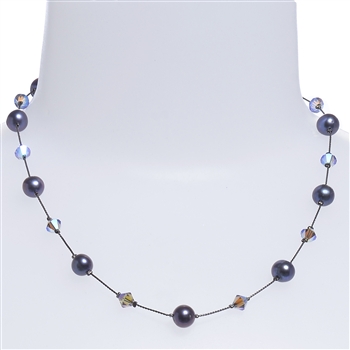 Clansy Pearl Necklace - Gray