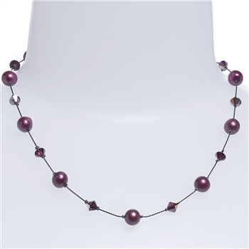 Clansy Pearl Necklace - Plum