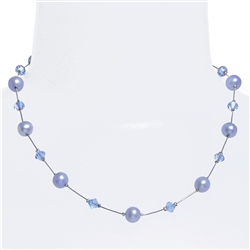 Clansy Pearl Necklace - Light Blue