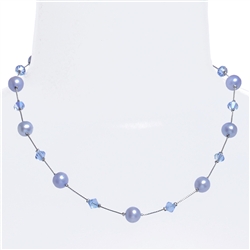 Clansy Pearl Necklace - Light Blue