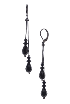 Felicia Double Dangle Earring - Jet Black