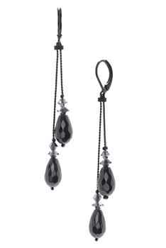 Felicia Double Dangle Earring - Hematite