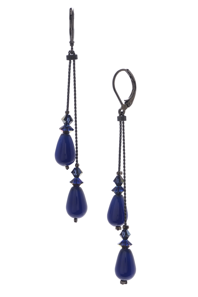 Felicia Double Dangle Earring Navy