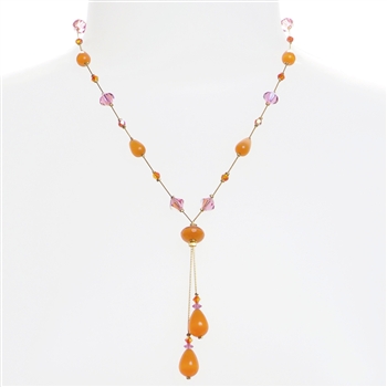 Felicia Necklace - Orange Pink