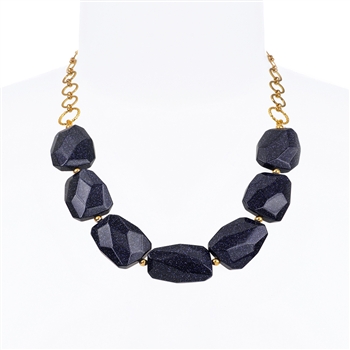 Giselle Necklace - Navy Goldstone