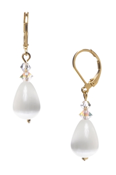 Annie Drop Earring - White Cats Eye