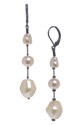 Illusion Pearl Long Earrings - Cream