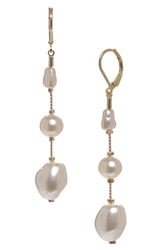 Illusion Pearl Long Earrings - Cream