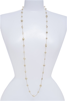 Illusion Long Pearl Necklace - Cream