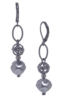 Lauren Pearl Drop Earring - Hematite