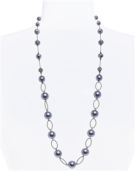 Lauren Pearl Necklace - Hematite