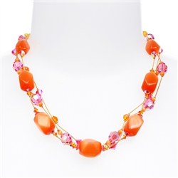 Ronnie Mae Necklace - Orange / Pink