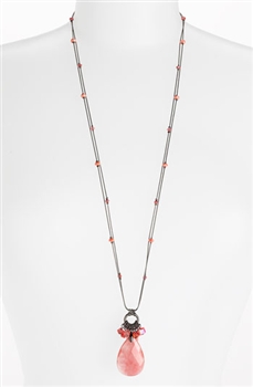 Zoie Long Pendant Necklace - Coral