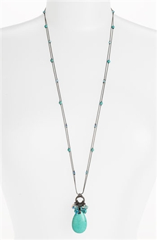 Zoie Long Pendant Necklace - Turquoise