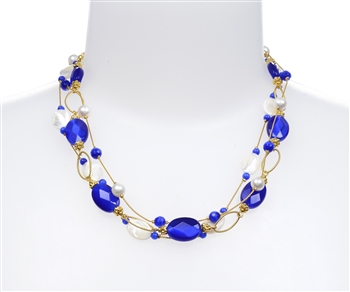 Ronnie Ring Necklace - Navy/ White